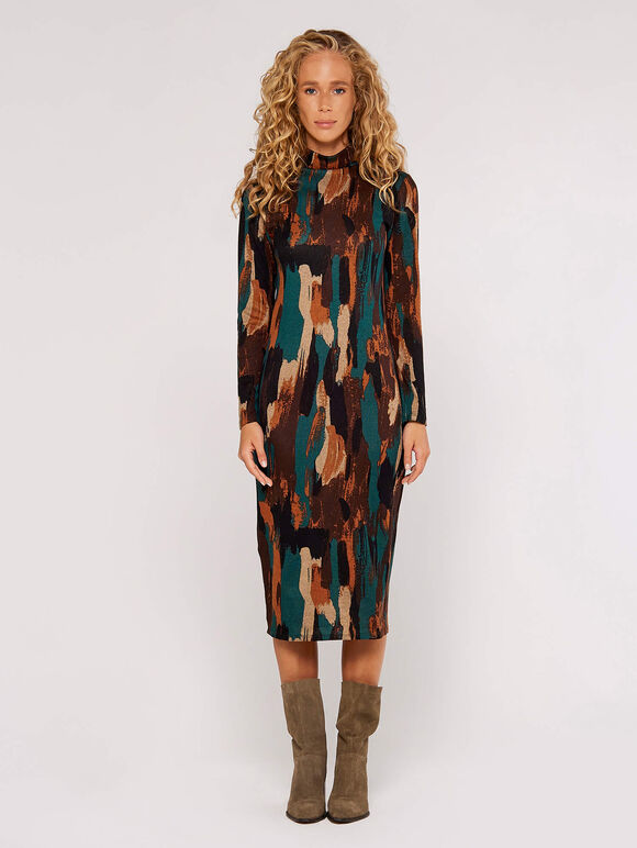Paint Splash Column Dress, Green, large