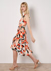 Graphic Floral Wrap Midi Dress, Khaki, large