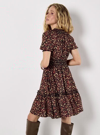 Ditsy Floral Smocked Mini Dress