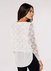 Sequin Chiffon Layered Knit Top, Cream, large