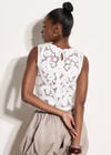 Crochet Mesh Shell Top, White, large