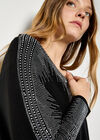 Diamante Embellished Rib Knit Jumper, Black, large
