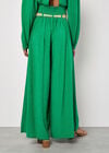 Pleated Palazzo Trousers With Belt, Green, large