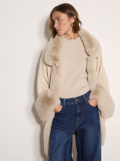 Faux Fur Trimmed Cape