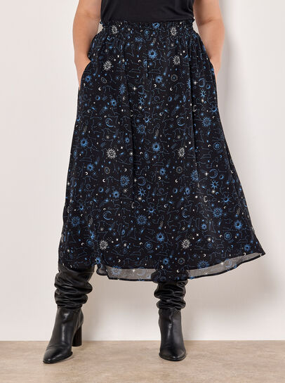 Curve Constellation Midi Skirt