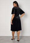 Curve Velvet Fit And Flare Midi Dress, Black, large