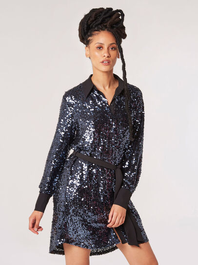 Sequin Shirt Mini Dress