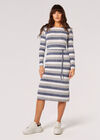 Soft Touch Stripe Midi Dress, Navy, large