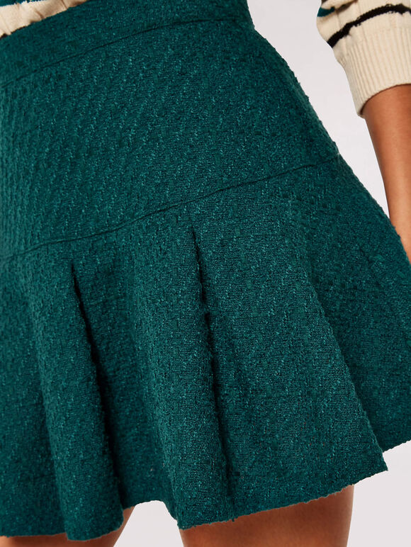 Minirock aus Tweed mit Kellerfalten, Grün, Größe L