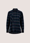 Oversized Check Print Shirt, Navy, large