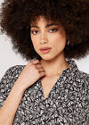 Textured Print Pleated Top, Black, large