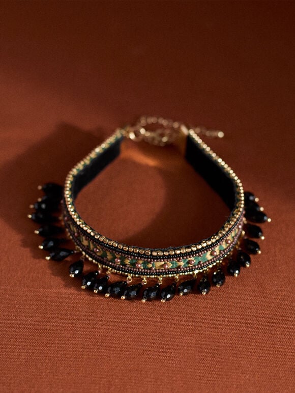 Beaded Stone Choker Necklace, Assorted, large