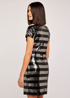 Sequin Stripe Mini Dress, Light Grey / Silver, large