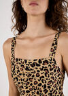 Animal Print Skater Mini Dress, Stone, large