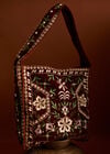 Floral Embroidered Shoulder Bag, Brown, large