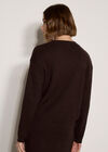Fine Knit Cable Jumper, Brown, large