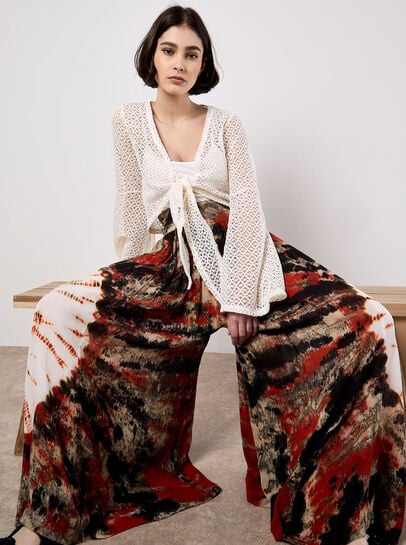 Tie-Dye Textured Palazzo Trousers