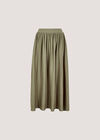 Linen Blend Pleated Midaxi Skirt, Khaki, large