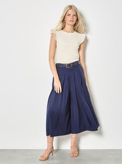 Textured Jersey Ruffle Sleeve T-Shirt