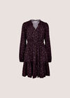 Floral Ruffle Mini Dress, Burgundy, large