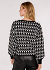 Houndstooth Batwing Jumper, Black, large