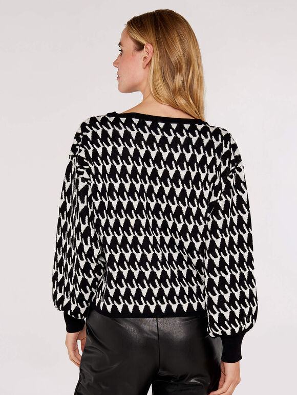 Houndstooth Batwing Jumper, Black, large