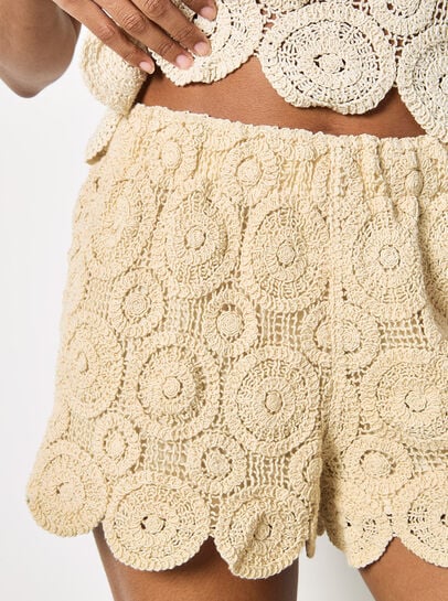 Crochet Circle Cotton Mini Shorts