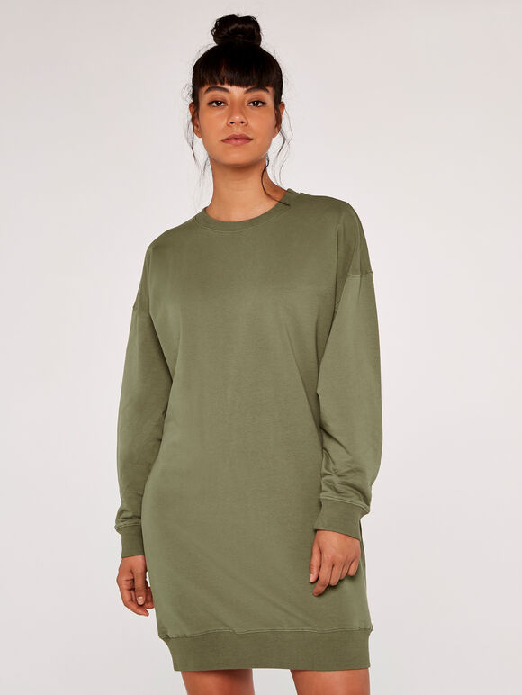 Oversized Sweater Dress, Khaki, large