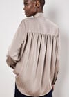 Satin Self-Stripe Oversized Shirt, Stone, large