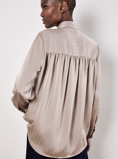 Satin Self-Stripe Oversized Shirt