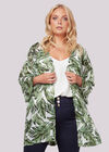Kimono mit tropischen Blättern, Creme, groß