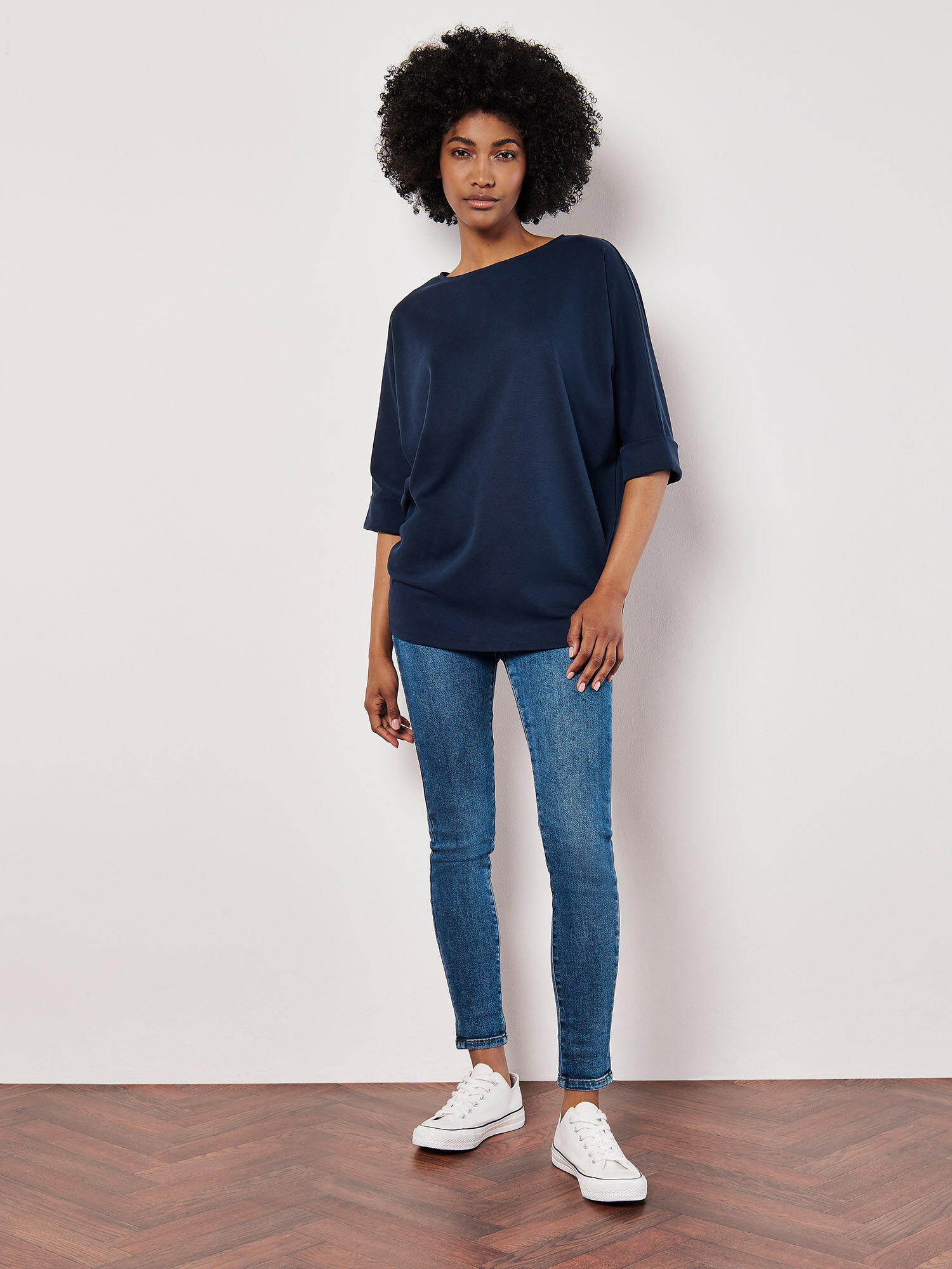 navy batwing top