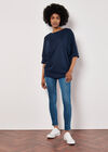Jersey Knit Batwing Top, Navy, large