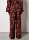 Abstract Print Wide-Leg Trousers, Burgundy, large