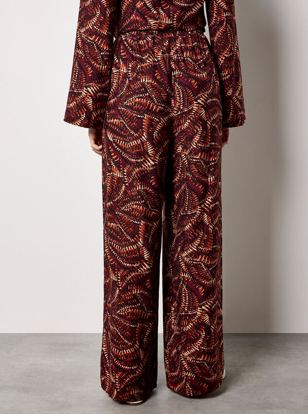 Abstract Print Wide-Leg Trousers, Burgundy, large