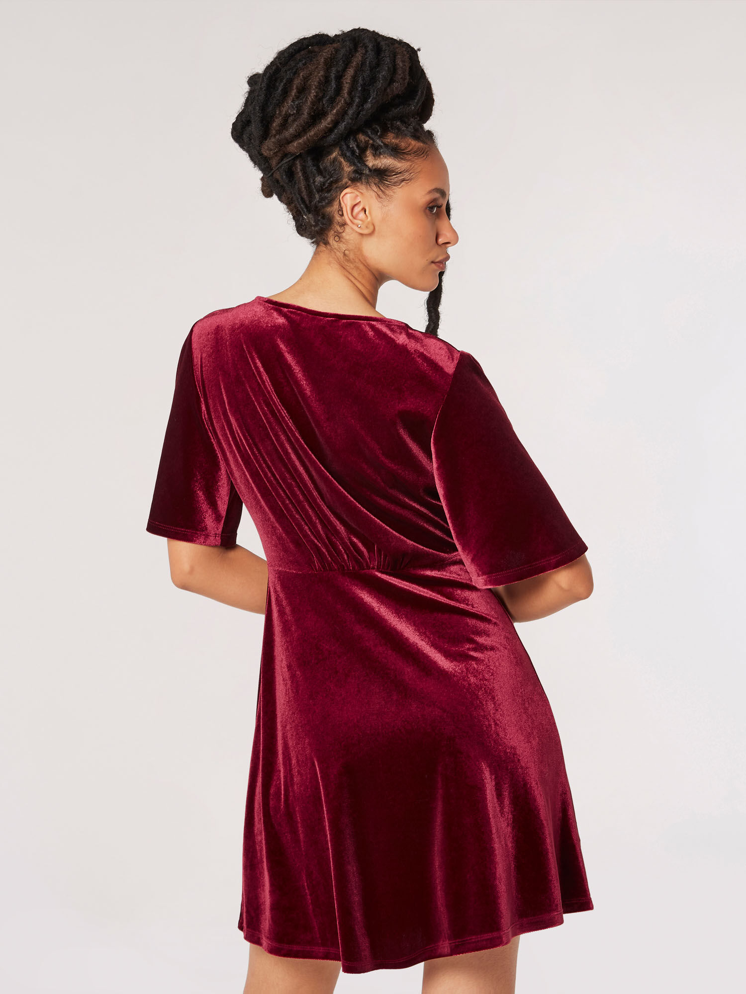 Mini Robe Boutonnee En Velours Vetements Apricot