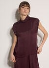 Soft Satin Mock Neck Top, Purple, large