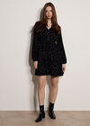 Floral Ruffle Mini Dress, Black, large