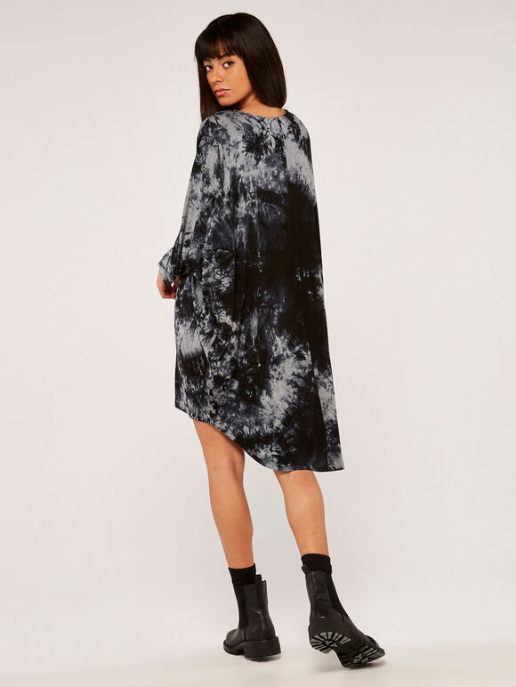 Tie Dye Oversized Dress, Dark Grey - Charcoal, large