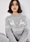 Reindeer Chunky Cable Knit Jumper, Grey, large