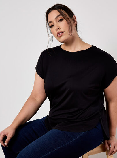 Curved Hem Jersey T-Shirt