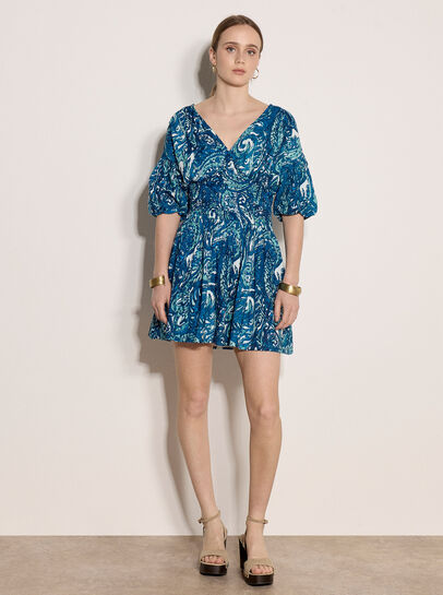 Paisley Bubble Hem Mini Dress