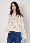 Diamond Pointelle Boxy Jumper, Cream, large