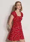Floral Ruffle Mini Dress, Red, large