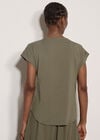 Turn-Up Sleeves Jersey T-Shirt, Khaki, large