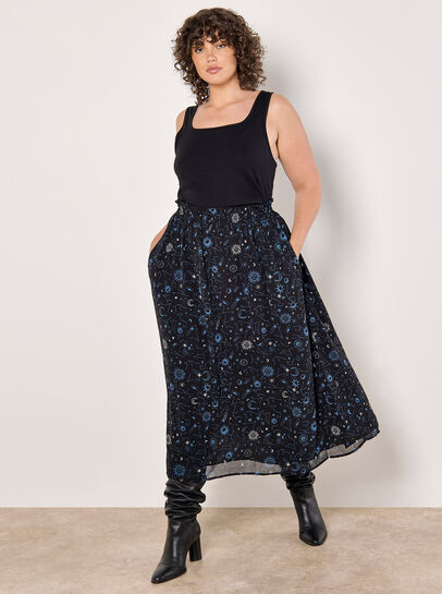 Curve Constellation Midi Skirt