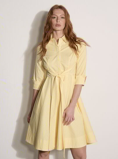 Cotton Stripe Shirt Mini Dress