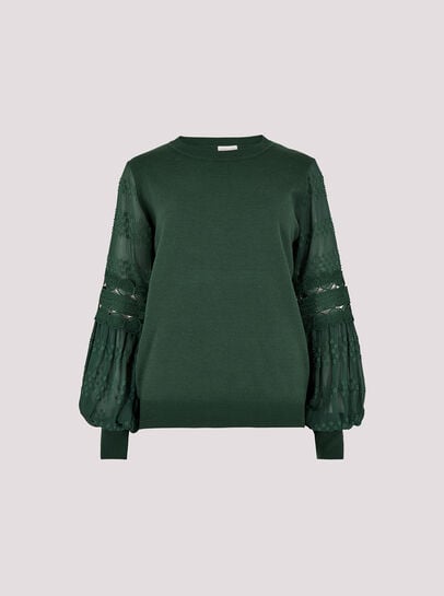 Contrast Chiffon Sleeves Jumper
