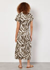 Textured Satin Zebra Print Midi Dress, Khaki, large