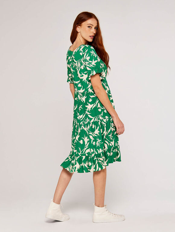 Floral Silhoutte Dress, Green, large